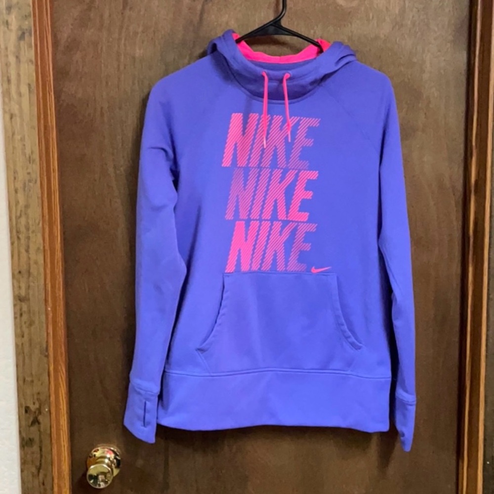 Nike Pullover Hoodie Sweatshirt Medium Purple Pink‎ Logo